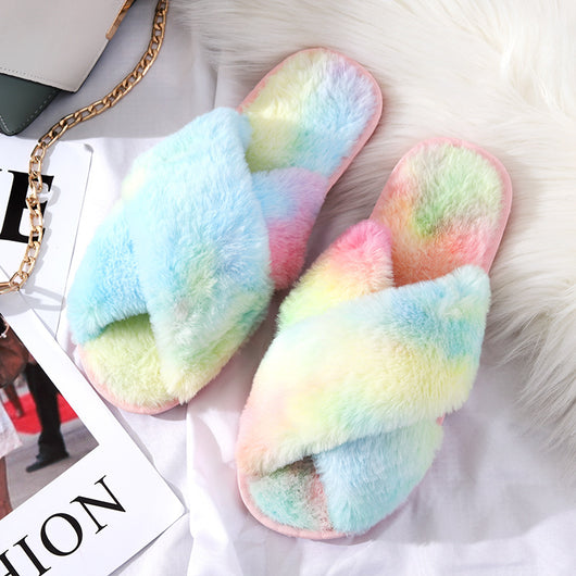 Pantuflas Invierno Mujer Peluche Cruzadas con Exterior Acolchado - Image 6