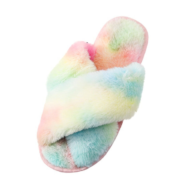 Pantuflas Invierno Mujer Peluche Cruzadas con Exterior Acolchado