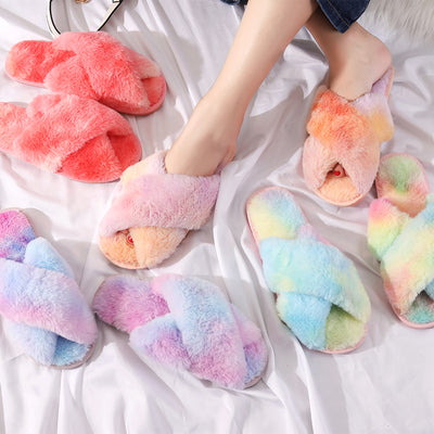 Pantuflas Invierno Mujer Peluche Cruzadas con Exterior Acolchado - Image 5