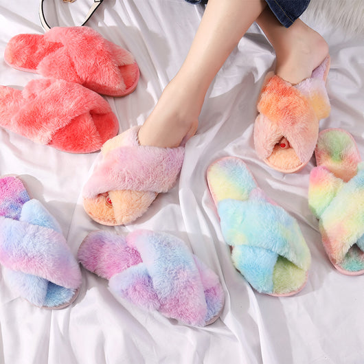 Pantuflas Invierno Mujer Peluche Cruzadas con Exterior Acolchado - Image 5