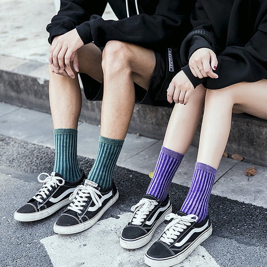 Calcetines de Algodón Tubo Alto Efecto Desgastado - Estilo Urbano Unisex