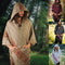 Poncho Étnico con Capucha y Flecos - Abrigo Versátil para Hombre