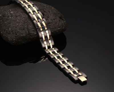 Pulsera Trendy Acero Inoxidable Bicolor Oro y Negro - Image 5