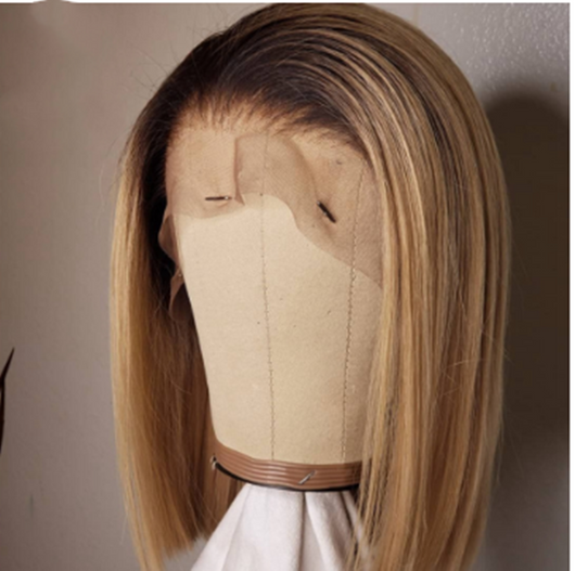 Peluca Bob Corto Ombré T4B 27 Encaje Frontal Cabello Humano - Image 4