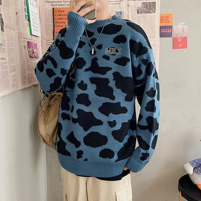Suéter Jacquard Estampado Vaca Oversized Cuello Redondo - Image 3