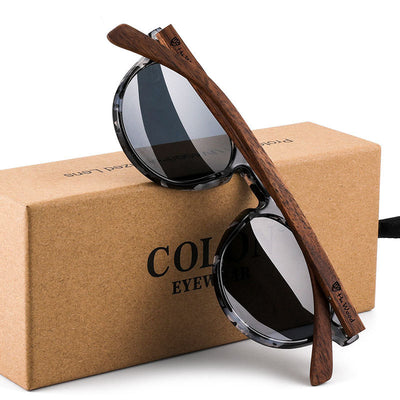 Gafas de Sol Polarizadas Redondas con Armazón de Bambú - Image 12