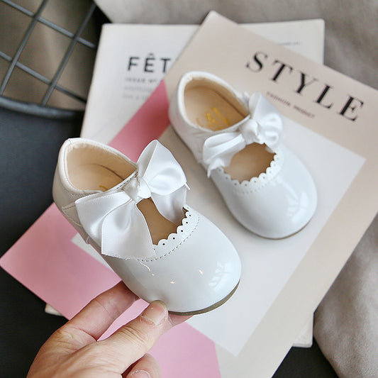 Zapatos Princesa de Cuero para Bebé Niña con Moño Elegante