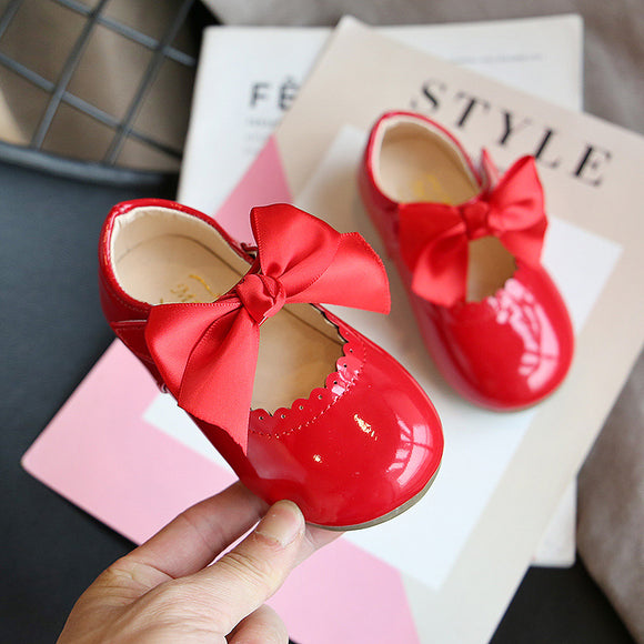 Zapatos Princesa de Cuero para Bebé Niña con Moño Elegante