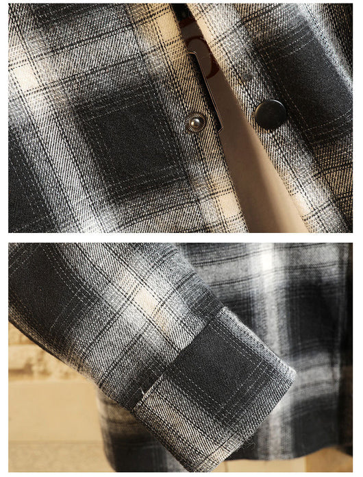 Camisa Casual Cuadriculada Talla Grande con Capucha Desmontable - Estilo Japonés - Image 9
