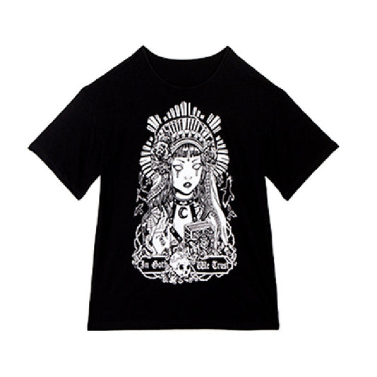 Camiseta Diablo Suelta de Manga Corta Unisex