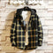 Camisa Casual Cuadriculada Talla Grande con Capucha Desmontable - Estilo Japonés