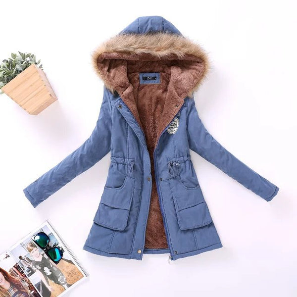 Chaqueta Acolchada Talla Grande Otoño-Invierno con Capucha
