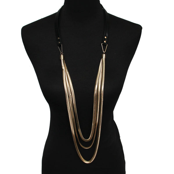 Collar de Cadenas Multicapas en Cuero con Dije Statement - Joyería Elegante para Mujer - Image 3