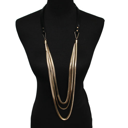 Collar de Cadenas Multicapas en Cuero con Dije Statement - Joyería Elegante para Mujer - Image 3