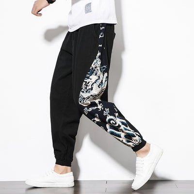 Pantalones Casuales con Patrón Dragón Étnico Multicolor - Image 10
