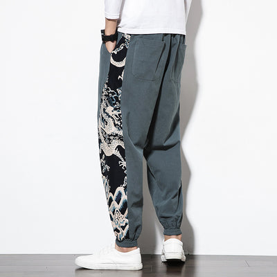 Pantalones Casuales con Patrón Dragón Étnico Multicolor - Image 12