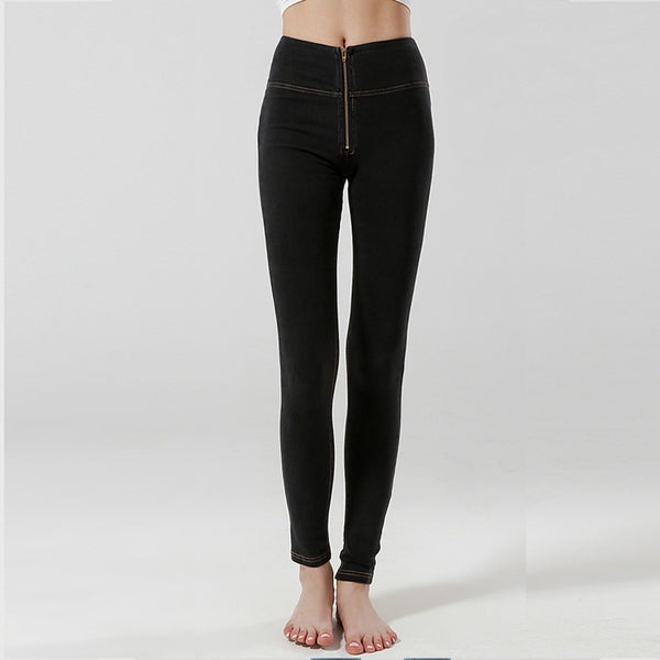 Pantalón Mezclilla Ajustado Cintura Alta Realza Glúteos