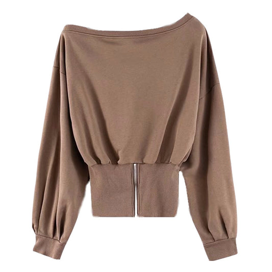 Suéter de Punto Reversible con Hombro Descubierto - Manga Larga para Otoño