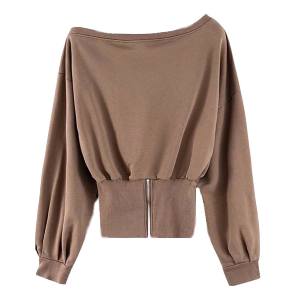 Suéter de Punto Reversible con Hombro Descubierto - Manga Larga para Otoño