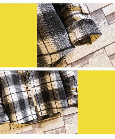 Camisa Holgada Cuadriculada con Capucha para Hombre - Estilo Juvenil Japonés Talla Grande - Image 2