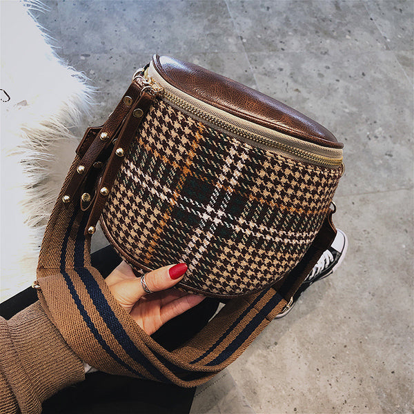 Bolso Bandolera Cuadros con Correa Ancha