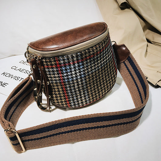 Bolso Bandolera Cuadros con Correa Ancha - Image 3