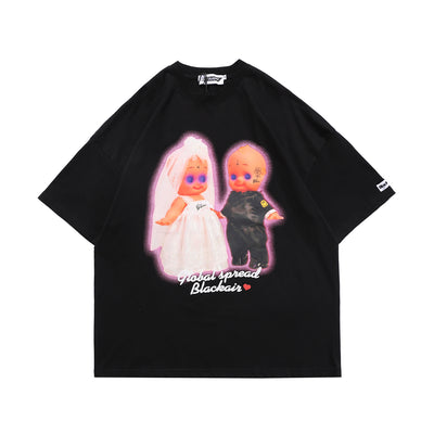 Camiseta Holgada Hip-hop Cuello Redondo Manga Corta Unisex - Image 8