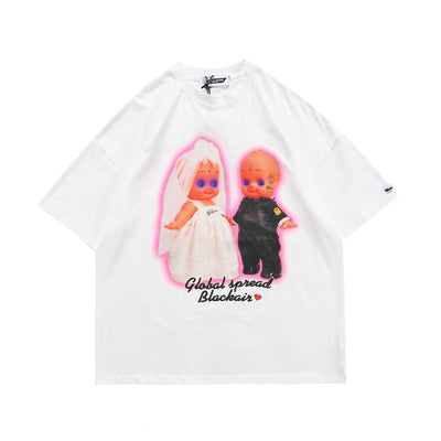Camiseta Holgada Hip-hop Cuello Redondo Manga Corta Unisex - Image 13