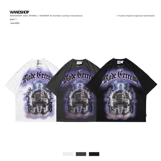 Camiseta Estampada de Manga Corta Estilo Urbano