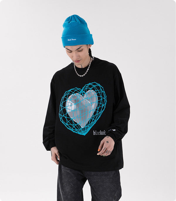 Playera Holgada de Manga Larga Estampado Marco Love - Diseño Urbano Moderno