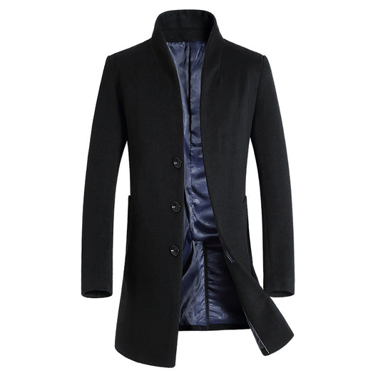 Abrigo de Lana Casual con Cuello de Pie para Hombre - Image 7