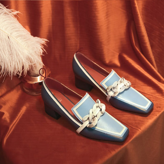 Zapatos de Tacón Medio Cuadrado Verde Estilo Inglés en Cuero Genuino - Image 6