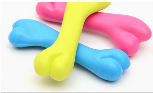 Three colorful rubber bone-shaped chew toys for puppies in pink, yellow, and blue on a white background. - Image 7