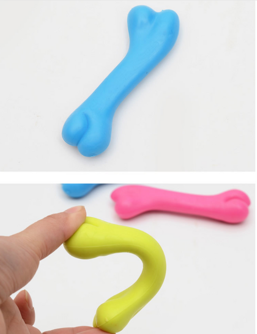 Three colorful rubber bone-shaped chew toys for puppies in pink, yellow, and blue on a white background. - Image 8