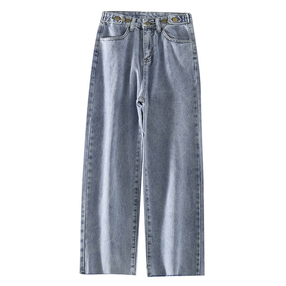 Pantalones Vaqueros Rectos Sueltos de Cintura Alta para Mujer