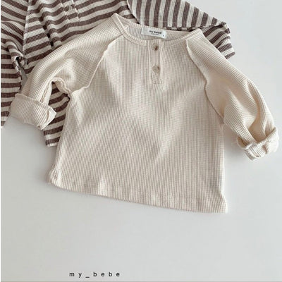 Camisetas Infantiles Estilo Waffle Coreano para Otoño - Image 4