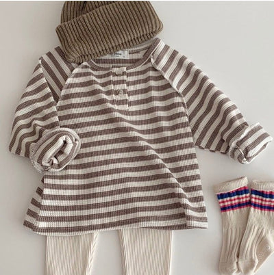 Camisetas Infantiles Estilo Waffle Coreano para Otoño - Image 6