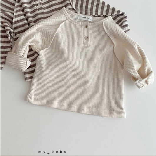 Camisetas Infantiles Estilo Waffle Coreano para Otoño - Image 7