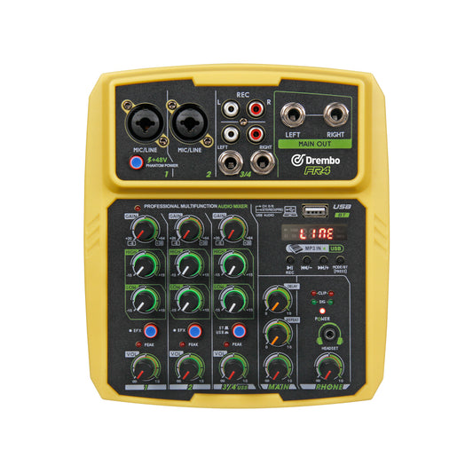 Mezcladora USB Compacta FR4 6 Canales con Bluetooth y Reverberación para Streaming en Vivo