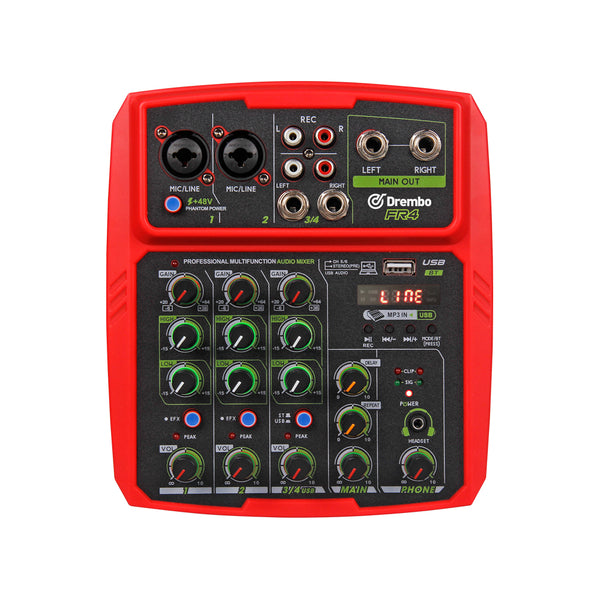 Mezcladora USB Compacta FR4 6 Canales con Bluetooth y Reverberación para Streaming en Vivo