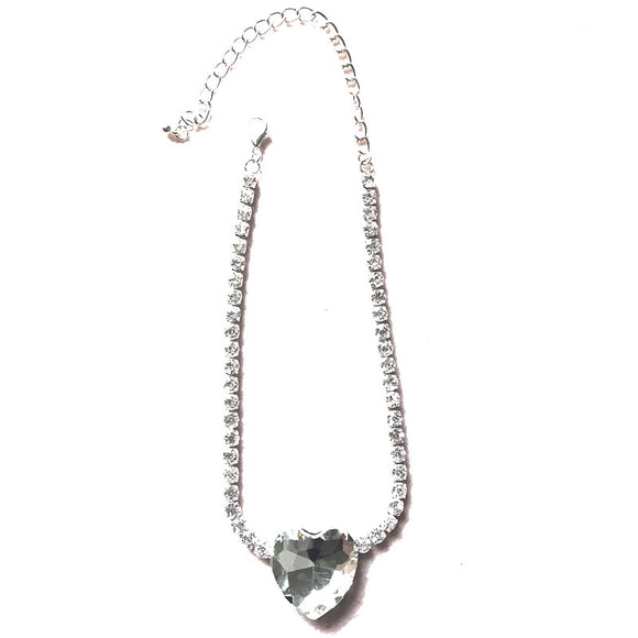 Cadena de Cristal Diamante Completo Amor Grande en la Clavícula