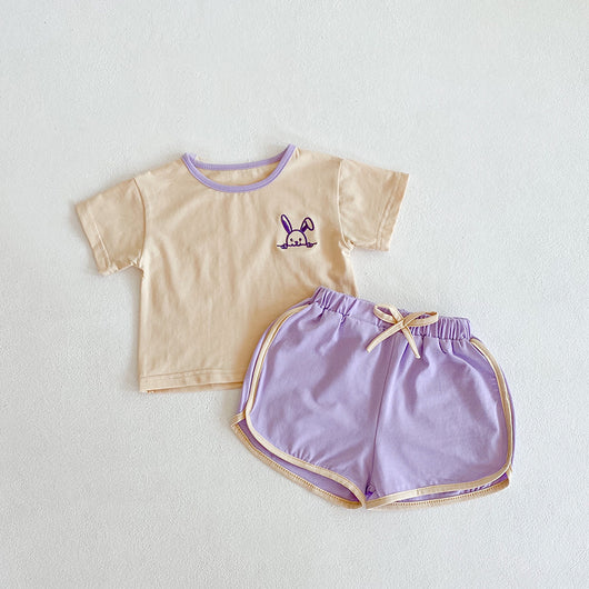 Conjunto Infantil Niña Contraste de Colores con Bordado - Camiseta y Pantalón Algodón - Image 12