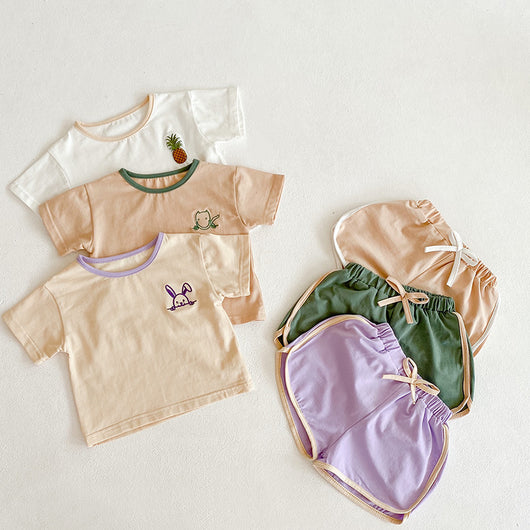 Conjunto Infantil Niña Contraste de Colores con Bordado - Camiseta y Pantalón Algodón - Image 14