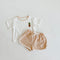 Conjunto Infantil Niña Contraste de Colores con Bordado - Camiseta y Pantalón Algodón