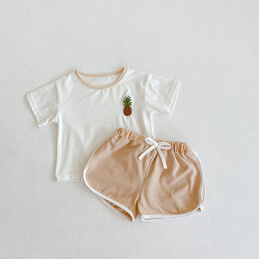 Conjunto Infantil Niña Contraste de Colores con Bordado - Camiseta y Pantalón Algodón - Image 10