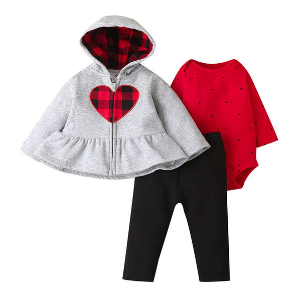 Conjunto de Tres Piezas Infantil Otoño Invierno con Diseño Cartoon