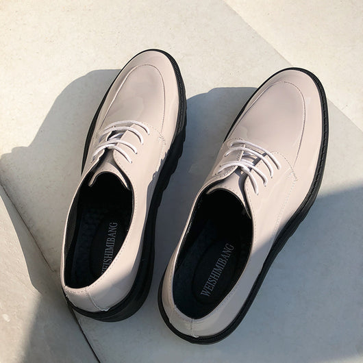 Zapatos Casuales Británicos de Cuero Brillante con Suela Gruesa - Image 5