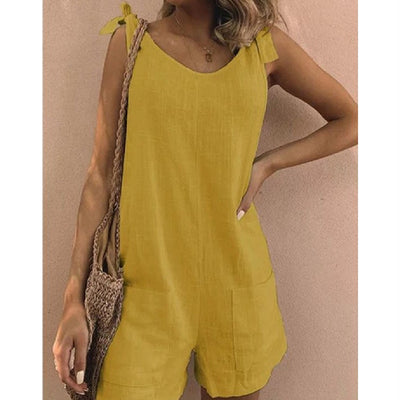 Jumpsuit de Algodón y Lino Acolchado con Bolsillos - Diseño Liso y Versátil - Image 11