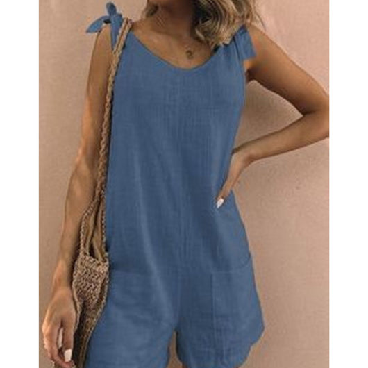 Jumpsuit de Algodón y Lino Acolchado con Bolsillos - Diseño Liso y Versátil - Image 4