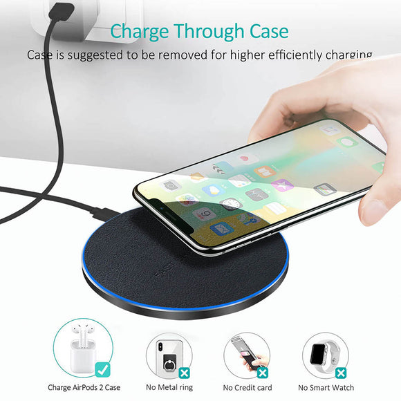 Cargador Inalámbrico Ultradelgado de Cuero para iPhone y AirPods